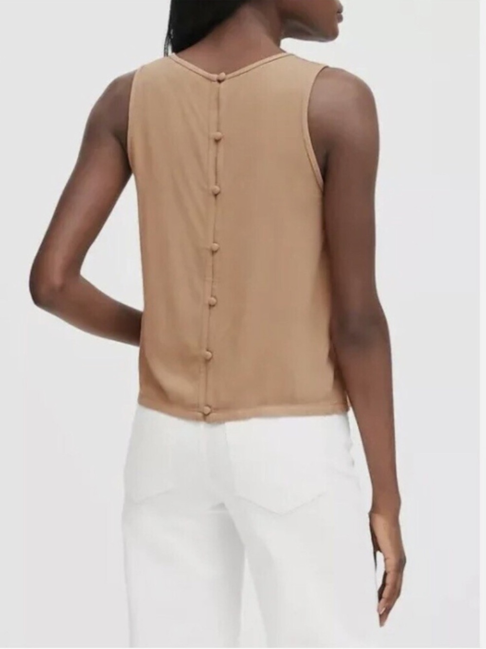 Banana Republic Camel Button-Back Sleeveless Tank